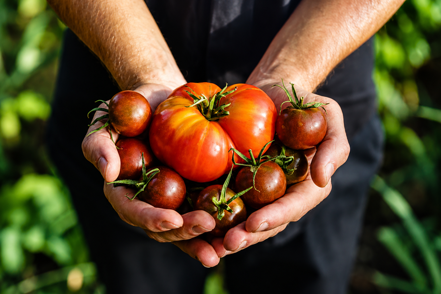 Main et tomates